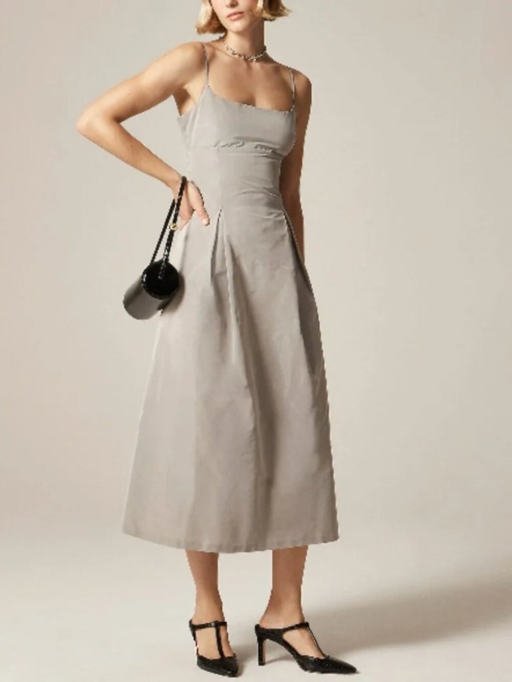 NWT J. Crew Collection Pleated Evening Dress in Taffeta Grey - Picture 2 of 11